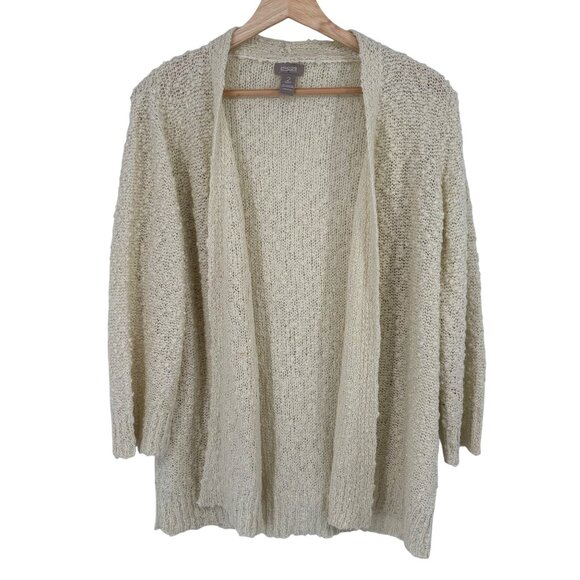 Chicos 2 Open Front Cardigan Sweater Size Large ivory womens - Picture 1 of 9